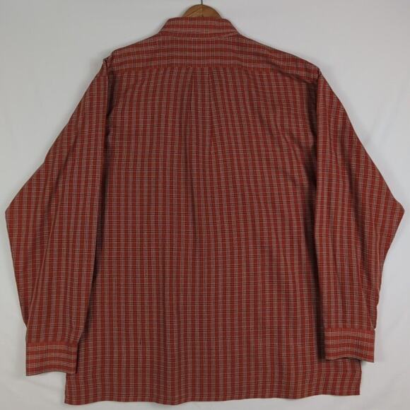 HABAND Men's Button Up Shirt Red Tartan Plaid Long Sleeve Western Classic Large - Picture 4 of 11